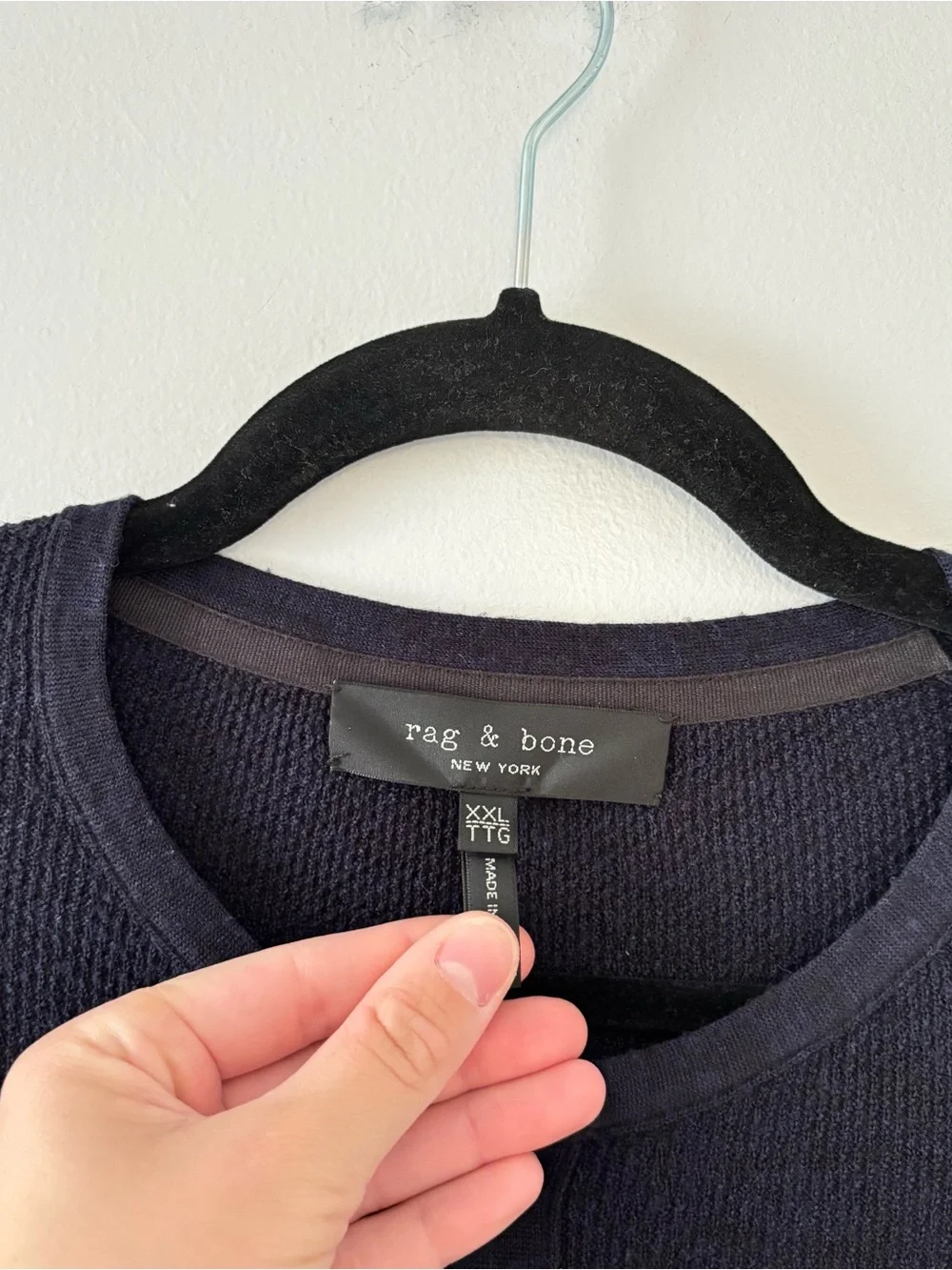 Rag & Bone Men’s Gregory Henley Knit Long Sleeve Sweater Top Buttons Navy